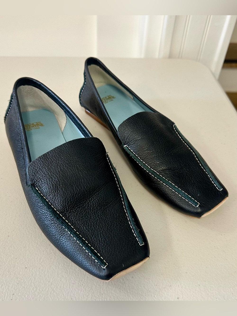 Frances Valentine Elyce Black Leather Loafers